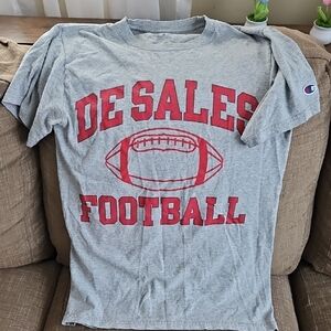 Champion Gray and Red De Sales Football Tee